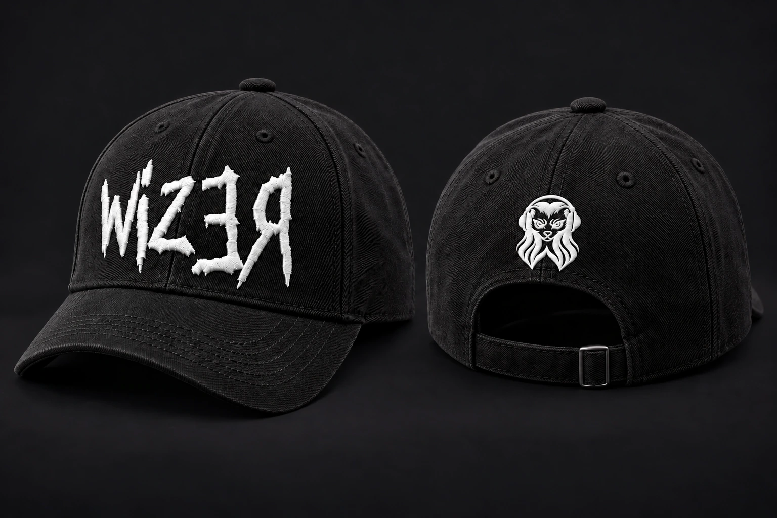 Gorra negra · Bordado blanco